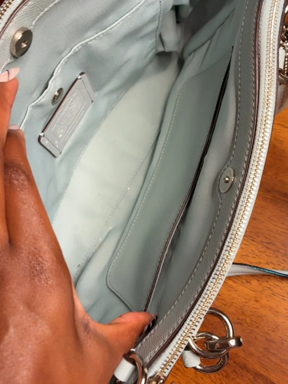 Authentic Coach Blue Satchel Top Handle Zip w/ Detachable Crossbody Strap